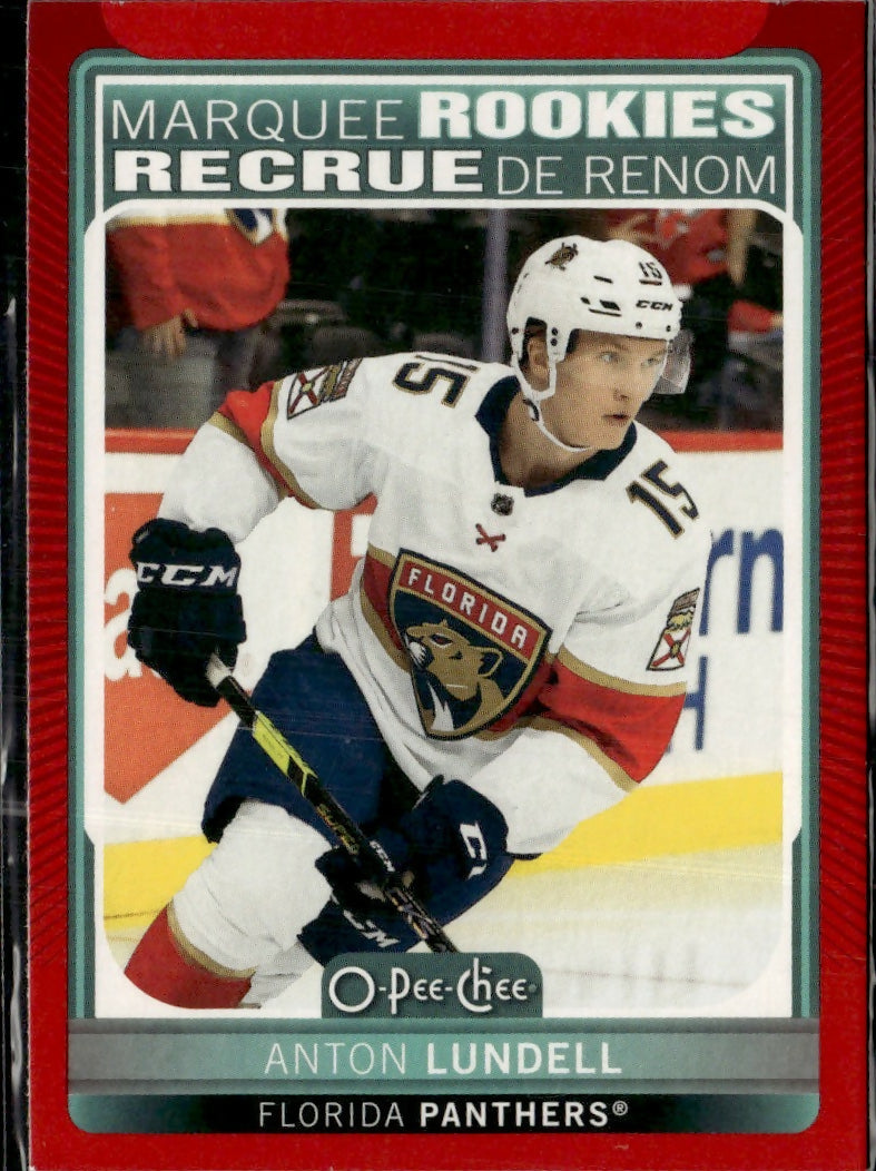 2021-22 O-Pee-Chee Base - Marquee Rookie - Red Border #620 Anton Lundell Florida Panthers