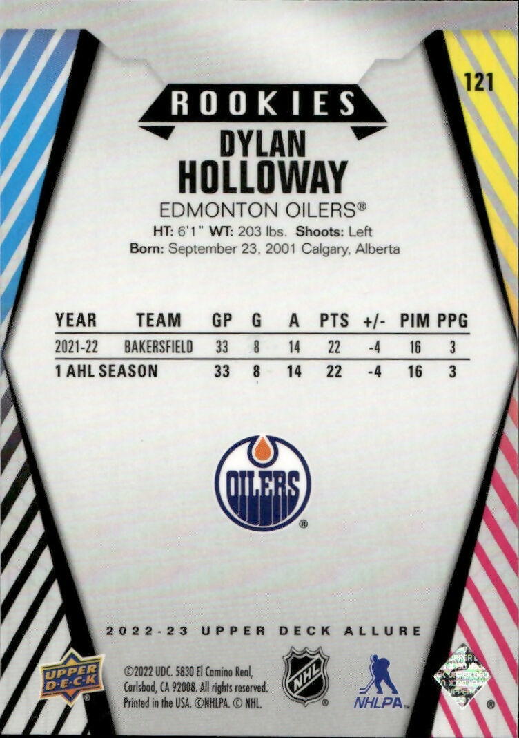 2022-23 Upper Deck Allure Hockey - Base - Rookies #121 Dylan Holloway - Edmonton Oilers