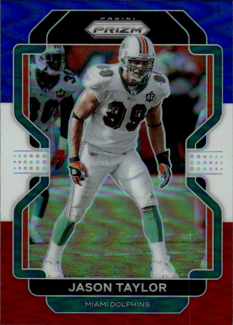 2021 Panini Prizm Football Base - Red White And Blue Prizm #113 Jason Taylor Miami Dolphins - A