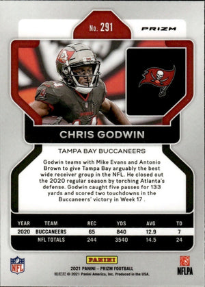 2021 Panini Prizm Football Base - Red White And Blue Prizm #291 Chris Godwin Tampa Bay Buccaneers - B