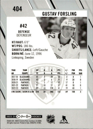 2023-24 Upper Deck O-Pee-Chee Hockey - Base #404 Gustav Forsling - Florida Panthers - B