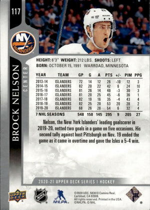 2020-21 Upper Deck Series 1 Hockey #117 Brock Nelson - New York Islanders