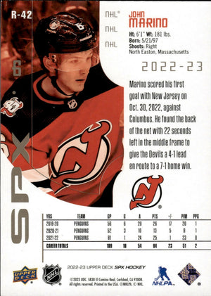 2022-23 Upper Deck SPX Hockey - Base - Retro /10 #R-42 John Marino - New Jersey Devils