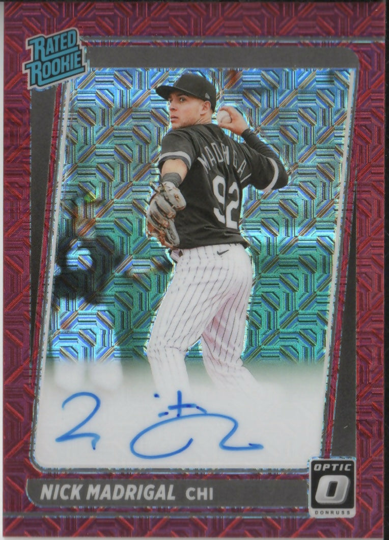 2021 Panini Donruss Optic Baseball - Rated Rookie Signatures - Red Mojo Prizm :99 #RRS-NM Nick Madrigal - Chicago White Sox - A