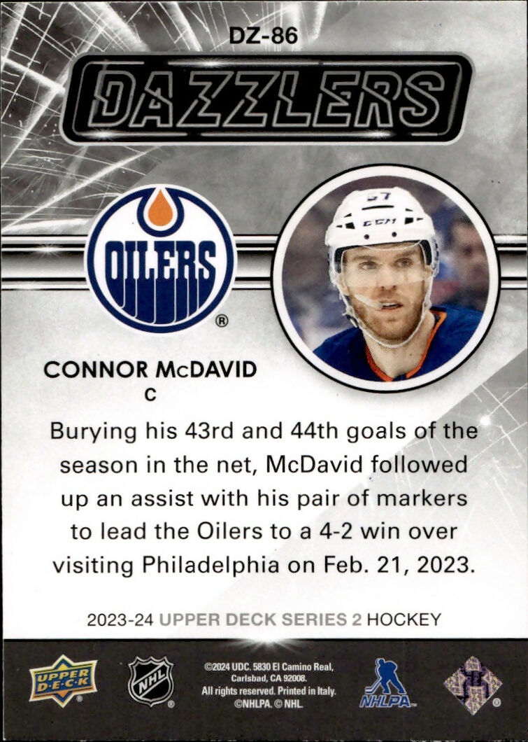 2023-24 Upper Deck Series 2 Hockey - Dazzlers - Blue #DZ-86 Connor McDavid - Edmonton Oilers - B
