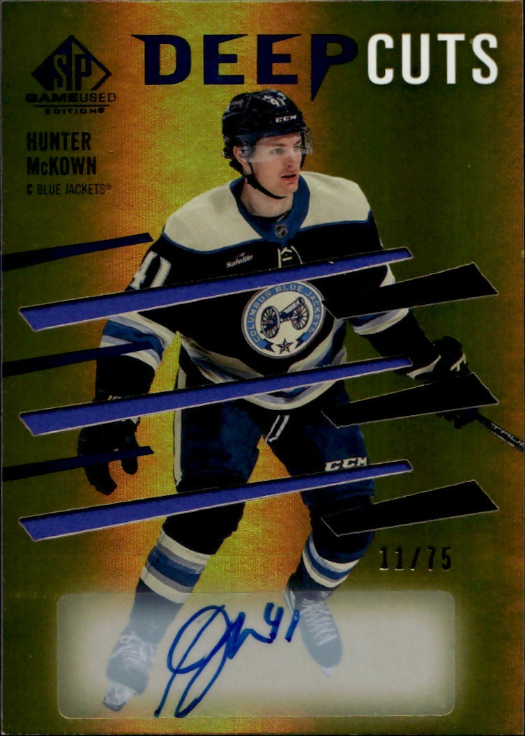 2023-24 Upper Deck SP Game Used Hockey - Deep Cuts - Auto :75 #DC-31 Hunter McKown - Columbus Blue Jackets - A