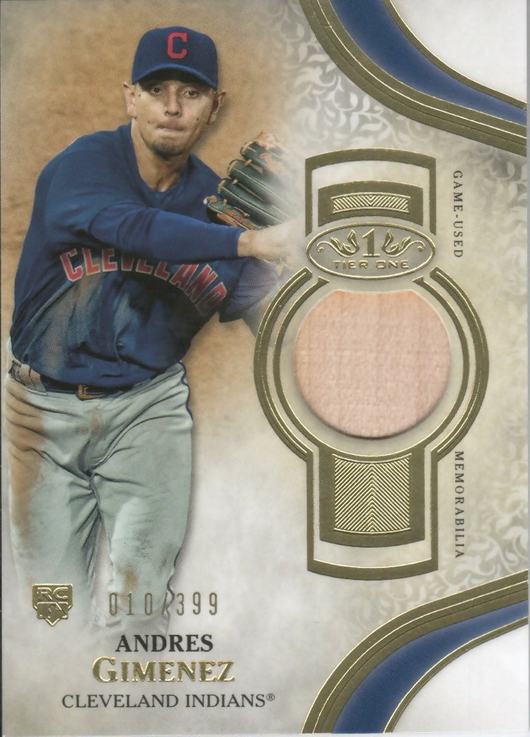 2021 Topps Tier One Baseball - Tier One Relics :399 #T1R-AG Andres Gimenez - Cleveland Indians - F