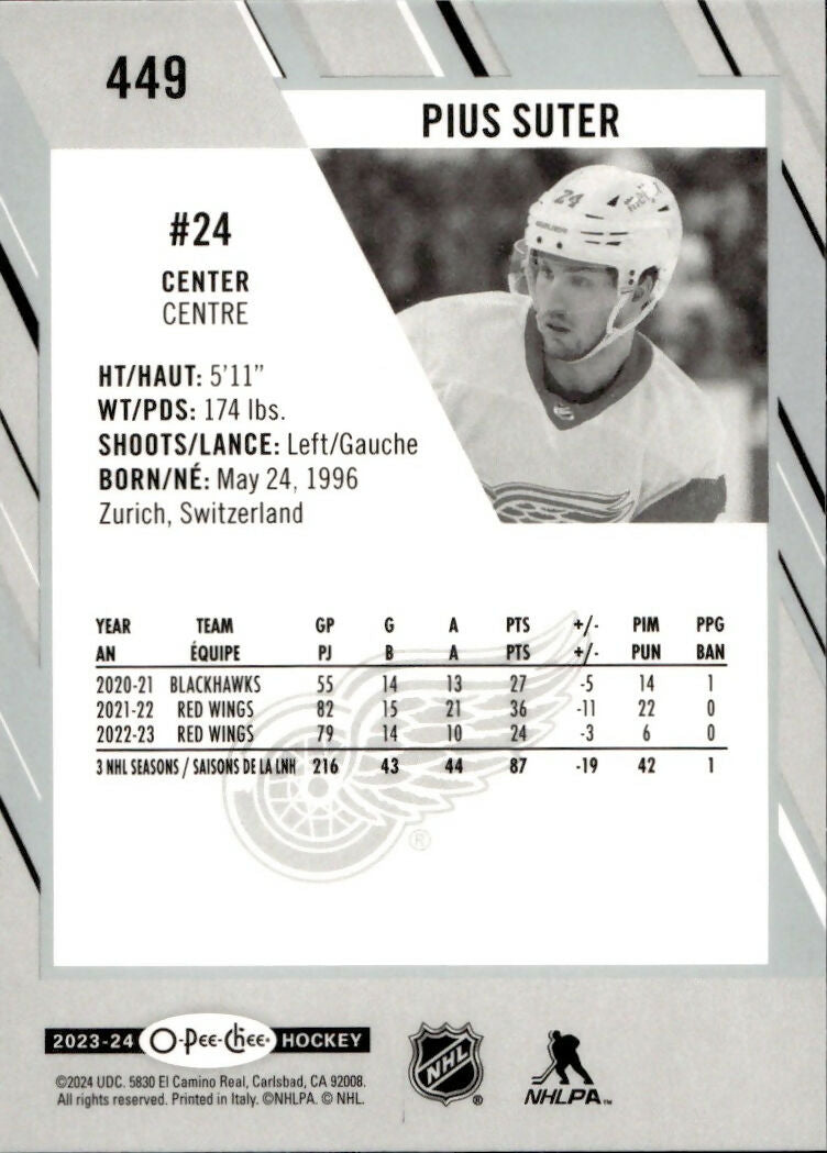 2023-24 Upper Deck O-Pee-Chee Hockey - Base #449 Pius Suter - Detroit Red Wings