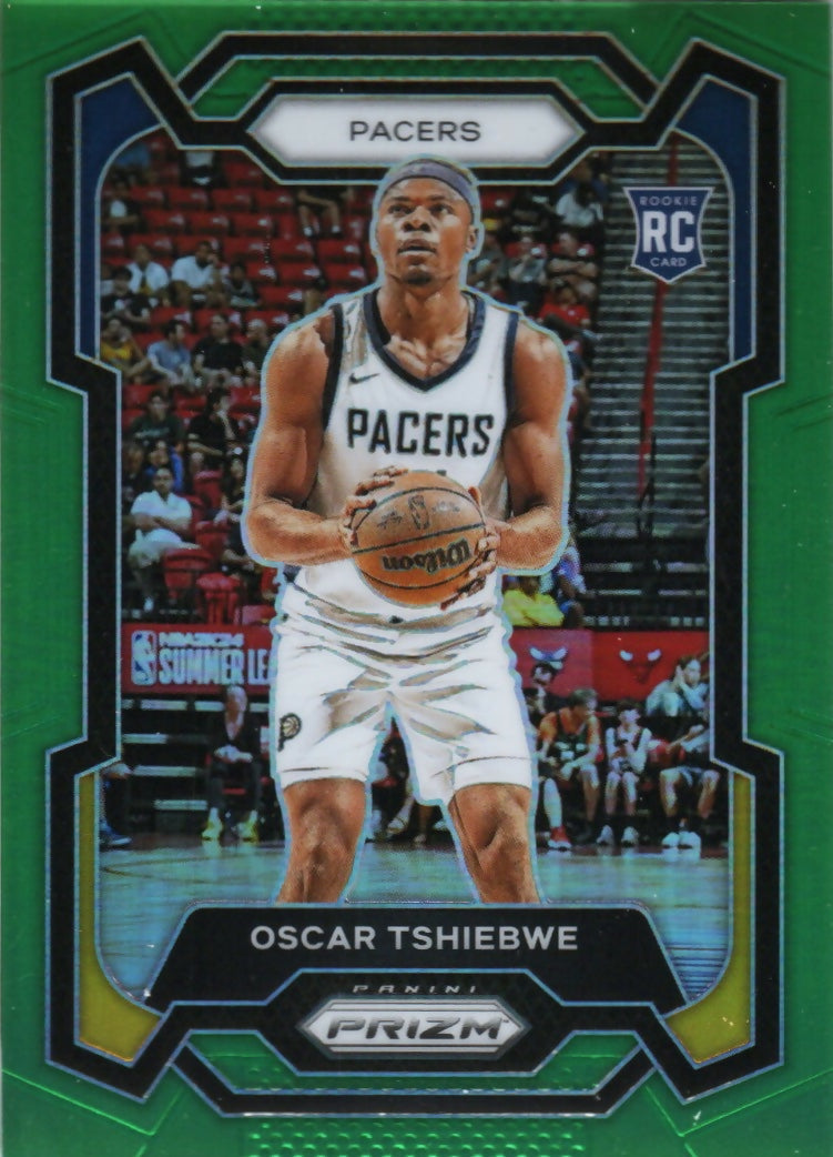 2023-24 Panini Prizm Basketball Base - Green Prizm #292 Oscar Tshiebwe, Indiana Pacers - A