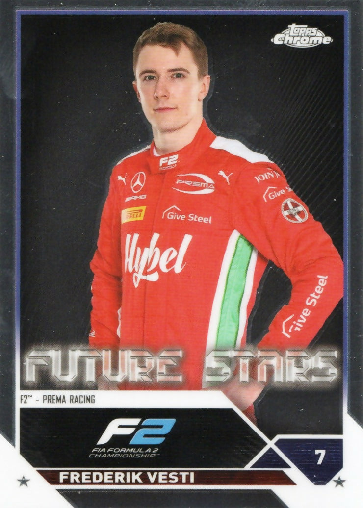 2023 Topps Chrome Formula 1 Base #70 - F2 Drivers Frederik Vesti - F2 Prema Racing - A