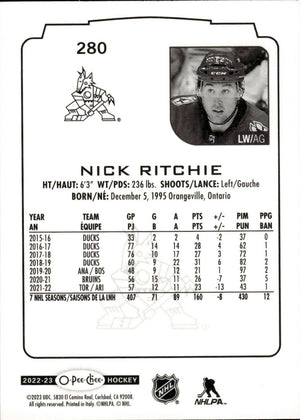 2022-23 Upper Deck O-Pee-Chee Hockey - Base - #280 Nick Ritchie - Arizona Coyotes