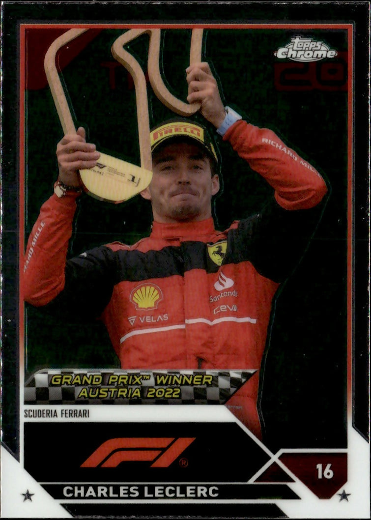 2023 Topps Chrome Formula 1 Base #154 - Grand Prix Winners Charles LeClerc - Scuderia Ferrari - A