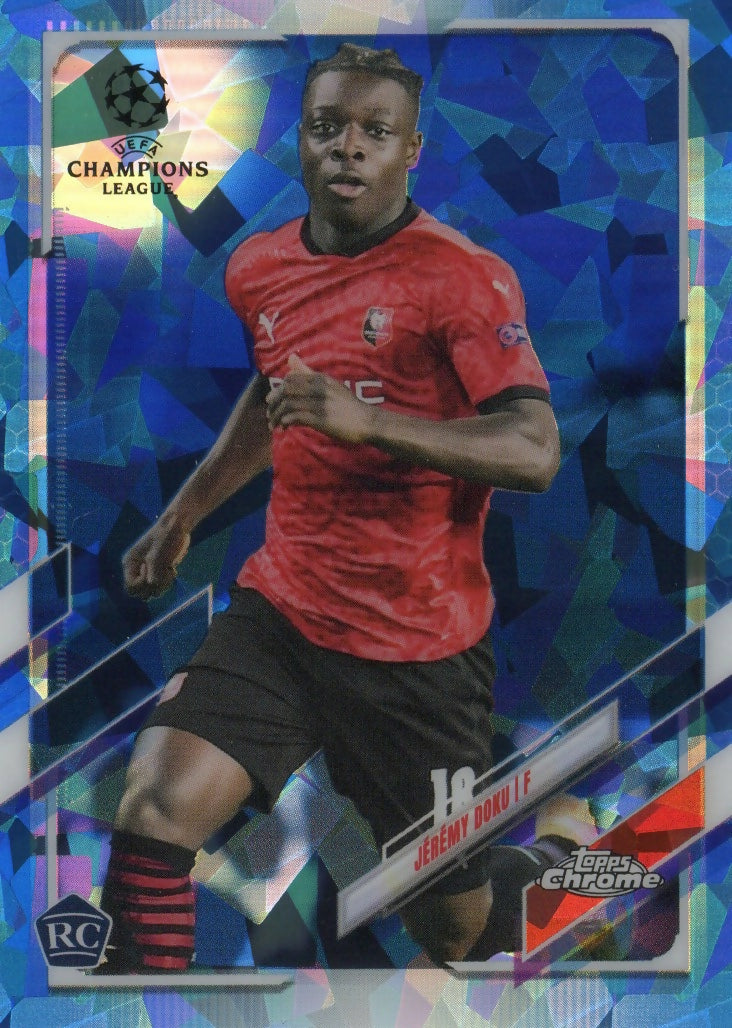 2020-21 Topps Chrome UCL Sapphire Edition Soccer - Base - Rookie #2 Jeremy Doku - Stade Rennais