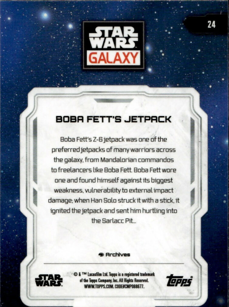 2024 Topps Star Wars Galaxy Chrome - Base #24 Boba Fett's Jetpack - B