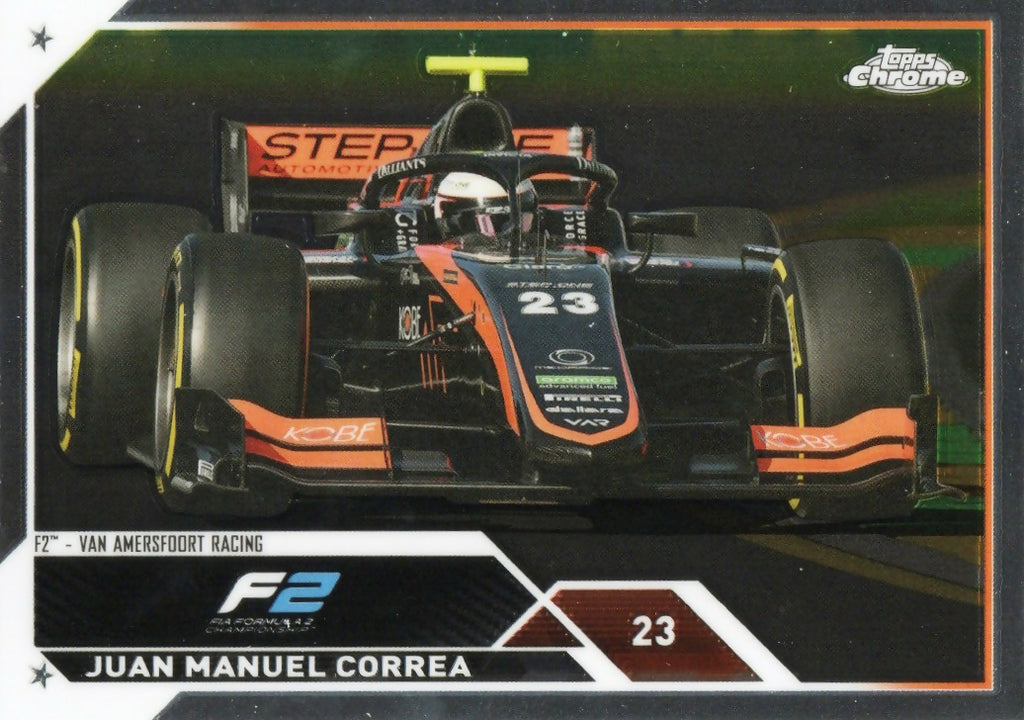 2023 Topps Chrome Formula 1 Base #143 - F2 Cars Juan Manuel Correa - F2 Van Amersfoort Racing - A