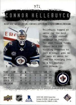 2020-21 Upper Deck Sp Authentic Hockey - 2000-01 Retro #R71 Connor Hellebuyck - Winnipeg Jets - B