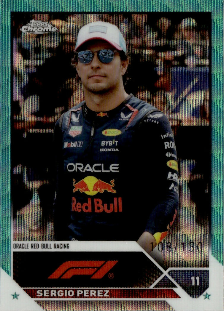2023 Topps Chrome Formula 1 Base #011 - F1 Driver - Refractor - Green Raywave Sergio Perez - Oracle Red Bull Racing - A