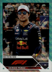 2023 Topps Chrome Formula 1 Base #011 - F1 Driver - Refractor - Green Raywave Sergio Perez - Oracle Red Bull Racing - A