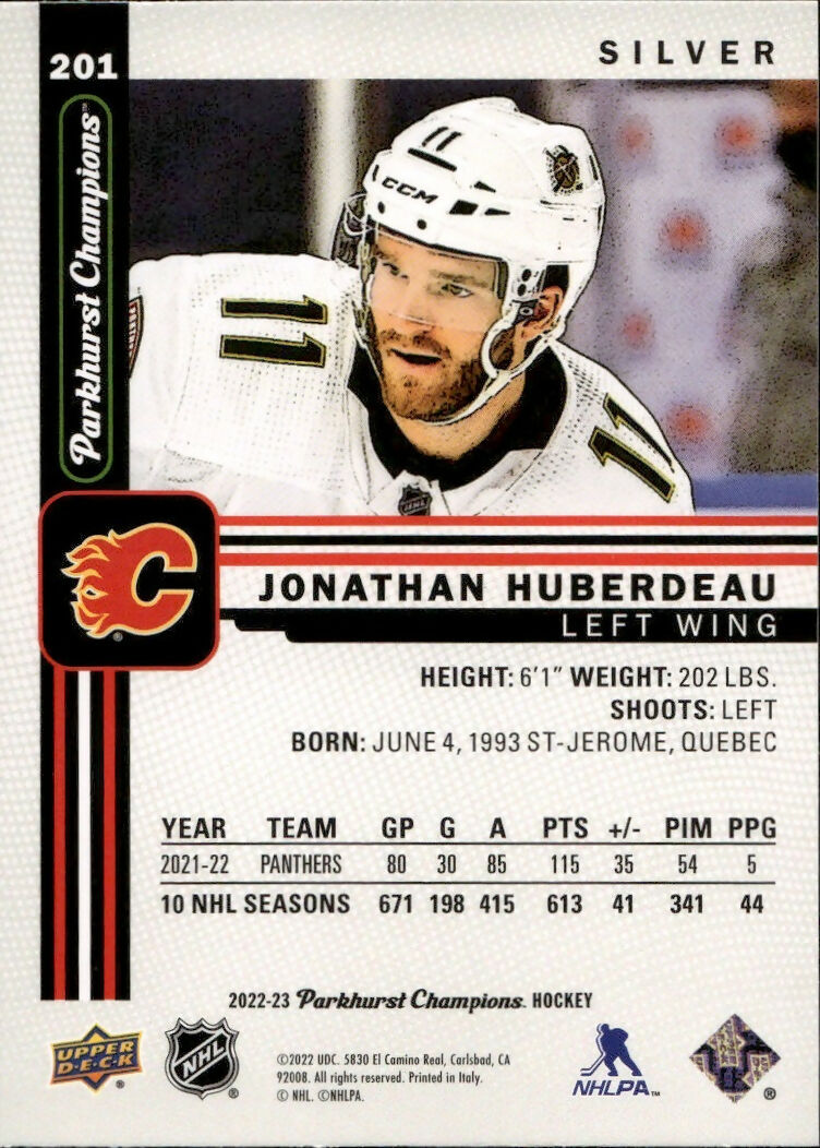 2022-23 Upper Deck Parkhurst Champions - Base - Silver #201 Jonathan Huberdeau - Calgary Flames - B