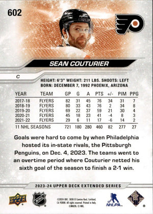 2023-24 Upper Deck Extended Series Hockey - Base #602 Sean Couturier - Philadelphia Flyers - B