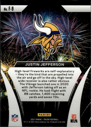 2025 Panini Prizm Football - Fireworks #F-9 Justin Jefferson Minnesota Vikings - B