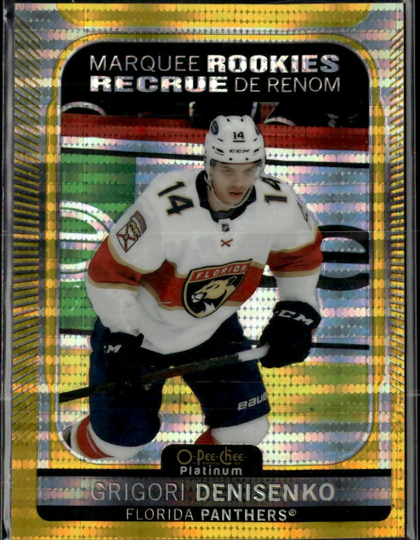 2021-22 Upper Deck O-Pee-Chee Platinum Hockey - Base - Marquee Rookies - Seismic Gold :50 #208 Grigori Denisenko - Florida Panthers - A