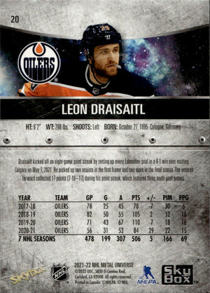 2021-22 Upper Deck Skybox Metal Universe - Base #20 Leon Draisaitl - Edmonton Oilers - B
