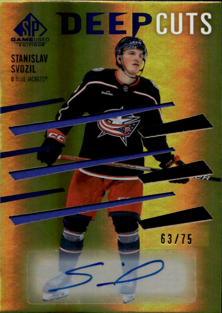 2023-24 Upper Deck SP Game Used Hockey - Deep Cuts - Auto :75 #DC-72 Stanislav Svozil - Columbus Blue Jackets - A