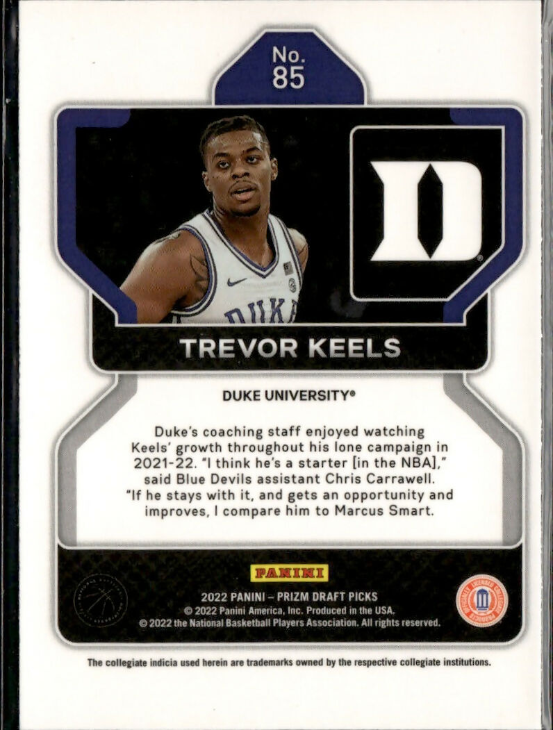 2022 Panini Prizm Draft Picks Basketball - Base #85 Trevor Keels - Duke - B
