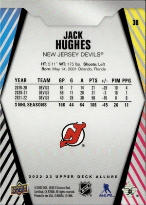 2022-23 Upper Deck Allure Hockey - Base #38 Jack Hughes - New Jersey Devils - B