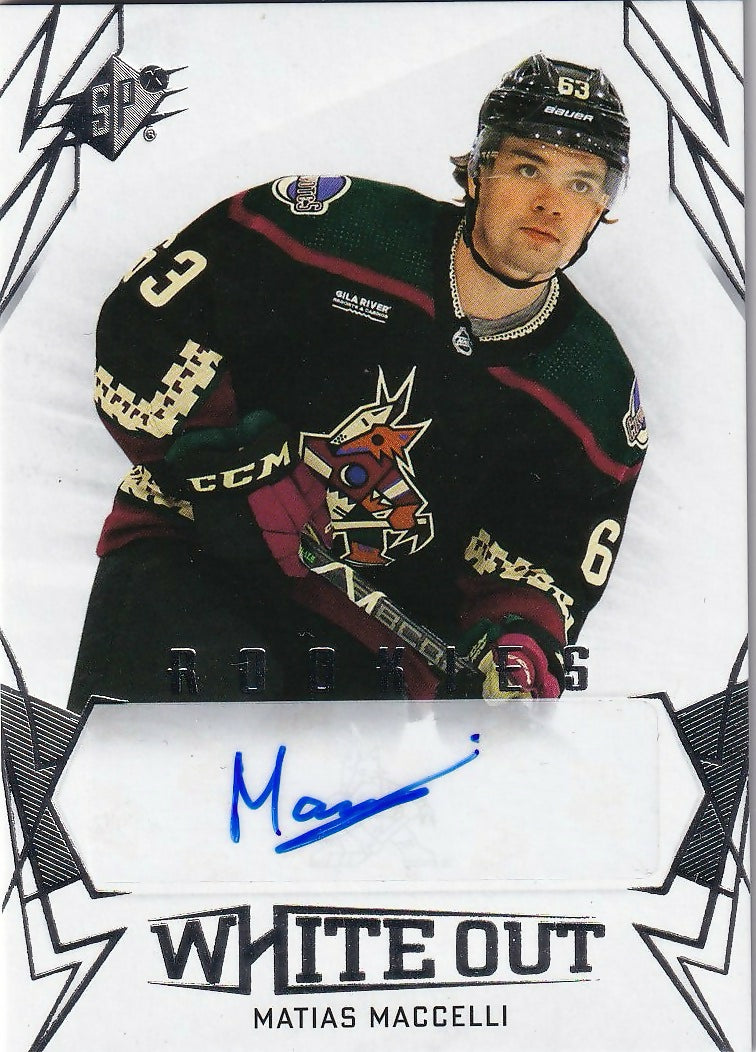2022-23 Upper Deck SPX - White Out Rookie Autographs #WOR-MM Matias Maccelli - Arizona Coyotes - A