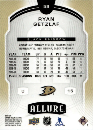 2020-21 Upper Deck Allure Hockey - Base - Black Rainbow #59 Ryan Getzlaf - Anaheim Ducks - B