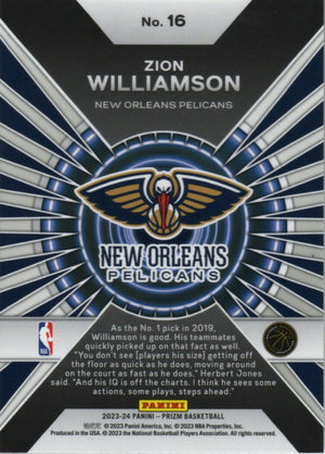 2023-24 Panini Prizm Basketball Dominance #16 Zion Williams, New Orleans Pelicans - B