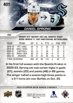 2023-24 Upper Deck Series 2 Hockey - Base #401 Daniel Sprong - Seattle Kraken