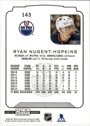 2022-23 Upper Deck O-Pee-Chee Platinum Hockey - Base #143 Ryan Nugent-Hopkins - Edmonton Oilers