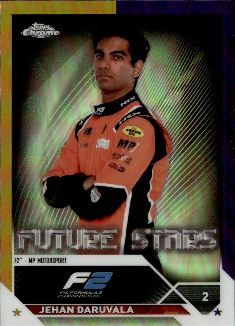 2023 Topps Chrome Formula 1 Base #81 - F2 Drivers - Refractor - Gold Purple Jehan Daruvala - F2 MP Motorsport - A