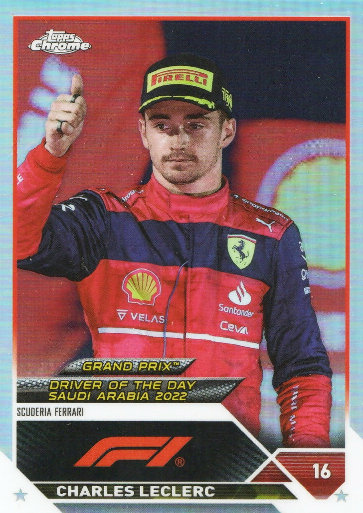 2023 Topps Chrome Formula 1 Base #167 - Grand Prix Driver Of The Day - Refractor Charles LeClerc - Scuderia Ferrari - A