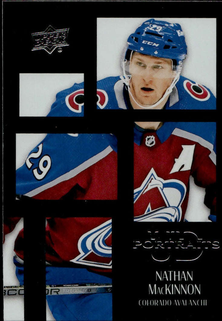 2024-25 Upper Deck Series 1 Hockey - UD Portraits #P-6 Nathan MacKinnon - Colorado Avalanche - A