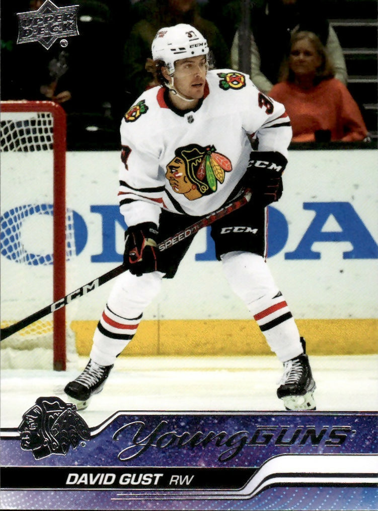 2023-24 Upper Deck Series 1 Hockey - Base - Young Guns #218 David Gust - Chicago Blackhawks