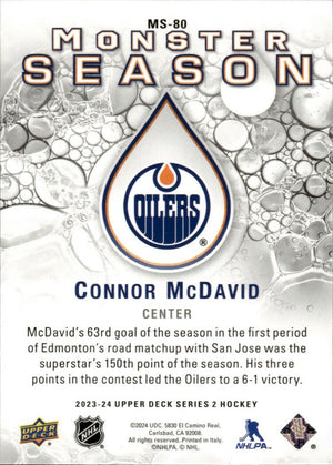 2023-24 Upper Deck Series 2 Hockey - Monster Season #MS-80 Connor McDavid - Edmonton Oilers