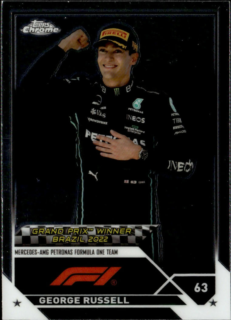 2023 Topps Chrome Formula 1 Base #164 - Grand Prix Winners George Russell - Mercedes-AMG Petronas Formula One Team - A