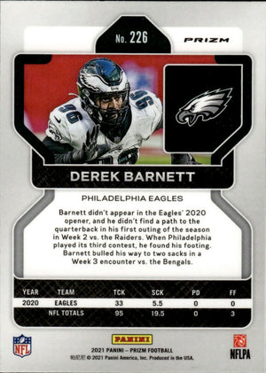 2021 Panini Prizm Football Base - Prizm #226 Derek Barnett Philadelphia Eagles - B