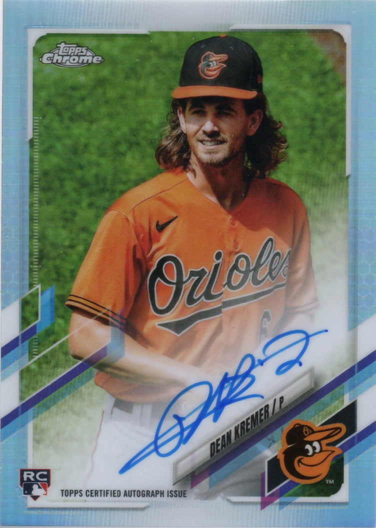 2021 Topps Chrome Baseball - Rookie Autographs - Refractor :499 #RA-DK Dean Kremer - Baltimore Orioles - F