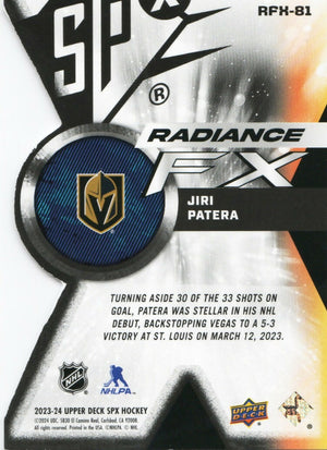 2023-24 Upper Deck SPX Hockey - Radiance F:X :949 #FRX-81 Jiri Patera - Vegas Golden Knights - B
