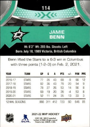 2021-22 Upper Deck MVP Hockey - Base #114 Jamie Benn - Dallas Stars