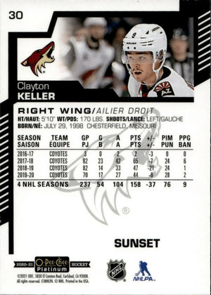 2020-21 Upper Deck O-Pee-Chee Platinum - Base - Sunset #30 Clayton Keller - Arizona Coyotes - B