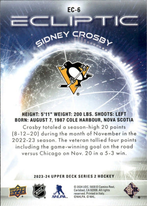 2023-24 Upper Deck Series 2 Hockey - Ecliptic #EC-6 Sidney Crosby - Pittsburgh Penguins