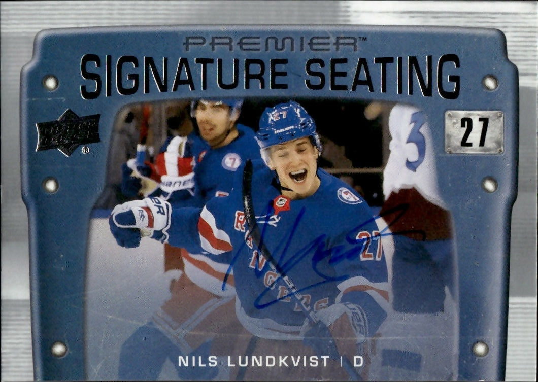 2021-22 Upper Deck Premier Hockey - Signature Seating - Auto #PSS-NL Nils Lundkvist - New York Rangers - A