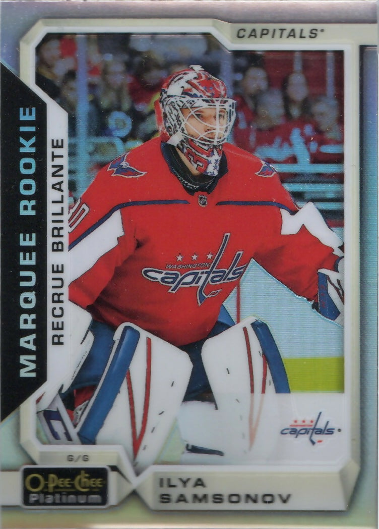 2018-19 O-Pee-Chee Platinum Hockey - Base - Marquee Rookie - Rainbow #165 Ilya Samaonov - Washington Capitals