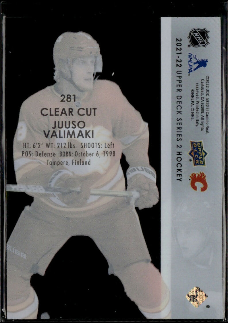2021-22 Upper Deck Clear Cut #281 Juuso Valimaki Calgary Flames